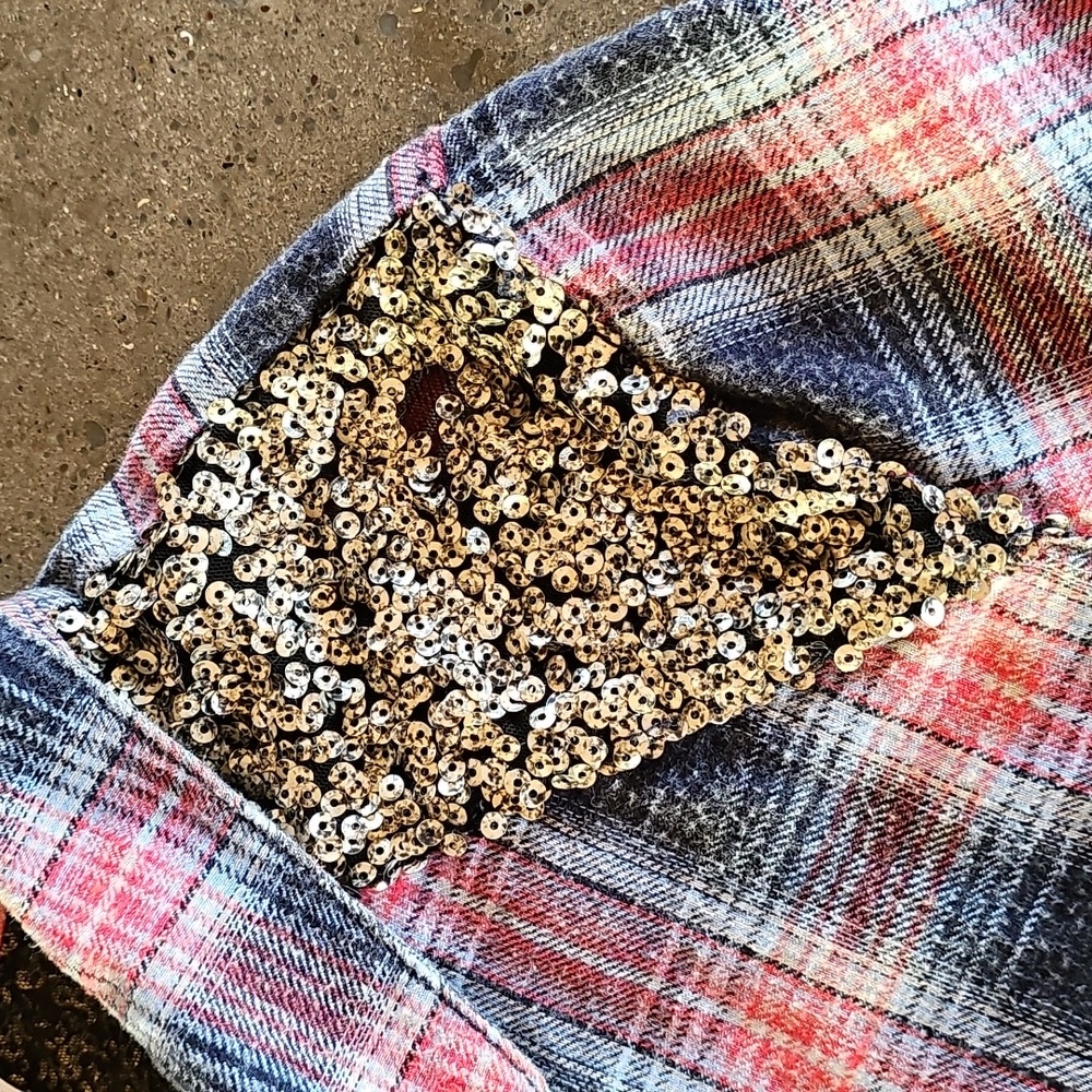 Free People Sequin Western Flannel Top - Picture 7 of 16